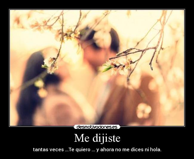 Me dijiste - tantas veces ...Te quiero ... y ahora no me dices ni hola.