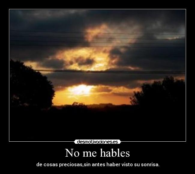 No me hables - de cosas preciosas,sin antes haber visto su sonrisa.