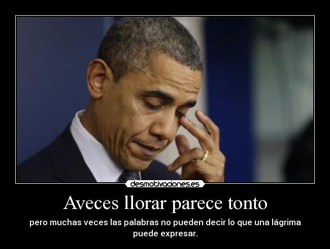 Aveces llorar parece tonto - pero muchas veces las palabras no pueden decir lo que una lágrima puede expresar.