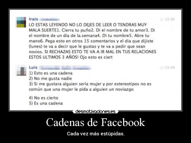 carteles facebook cadenas facebook estupido desmotivaciones