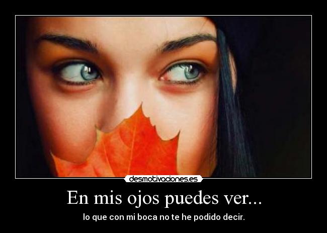 En mis ojos puedes ver... - lo que con mi boca no te he podido decir.