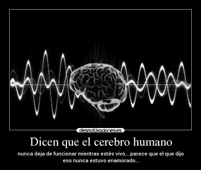 Dicen que el cerebro humano - nunca deja de funcionar mientras estés vivo... parece que el que dijo
eso nunca estuvo enamorado...