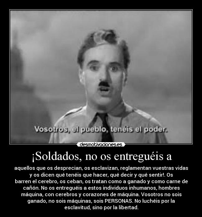 carteles clanbigotitos charlie chaplin descripcion cogida gran dictador encanta desmotivaciones