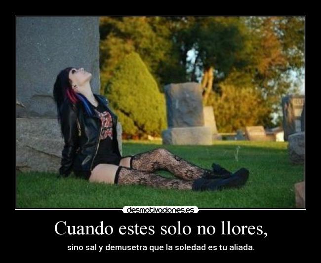 Cuando estes solo no llores, - sino sal y demusetra que la soledad es tu aliada.