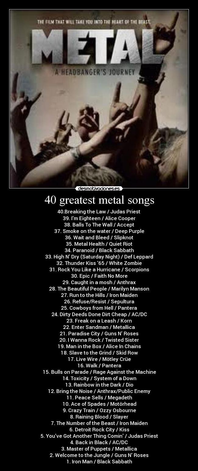 40 greatest metal songs - 