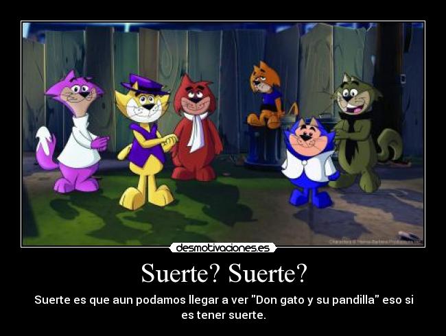 Suerte? Suerte? - Suerte es que aun podamos llegar a ver Don gato y su pandilla eso si
es tener suerte.