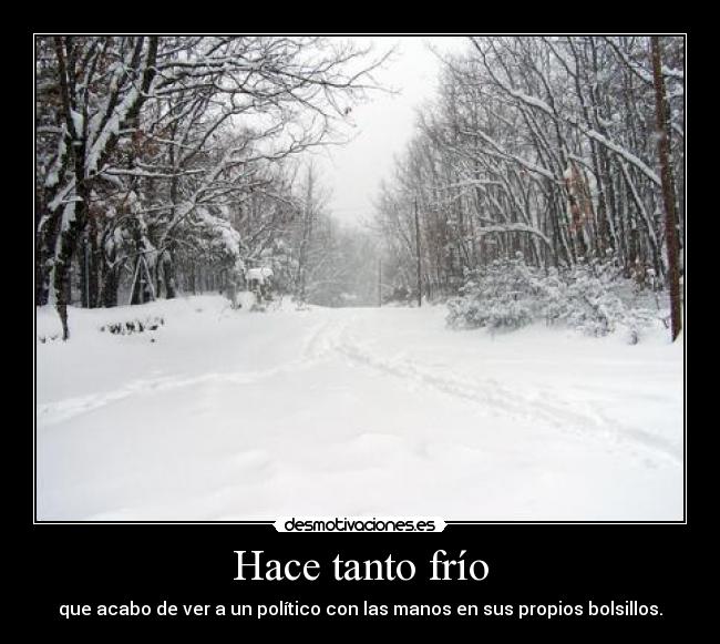Hace tanto frío - que acabo de ver a un político con las manos en sus propios bolsillos.