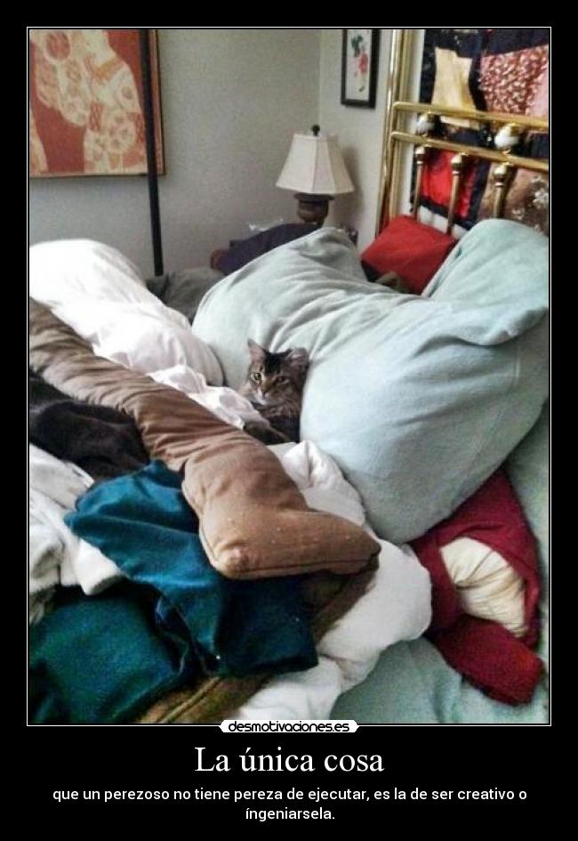 La única cosa - que un perezoso no tiene pereza de ejecutar, es la de ser creativo o íngeniarsela.