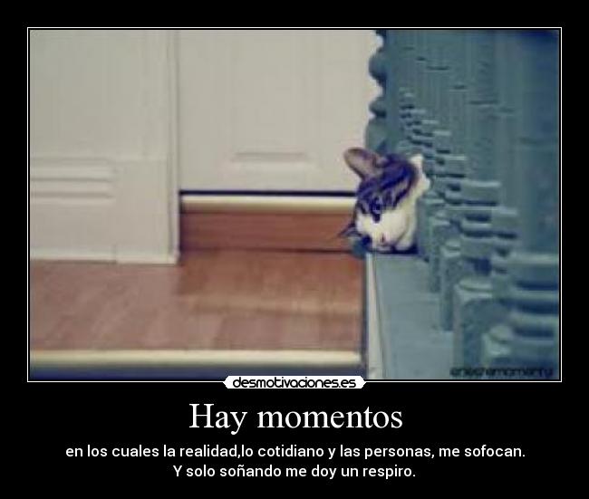 Hay momentos - en los cuales la realidad,lo cotidiano y las personas, me sofocan.
Y solo soñando me doy un respiro.