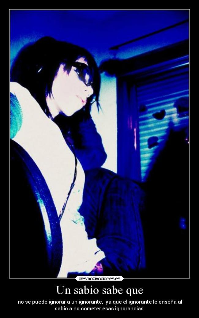 Un sabio sabe que - no se puede ignorar a un ignorante,  ya que el ignorante le enseña al
sabio a no cometer esas ignorancias.