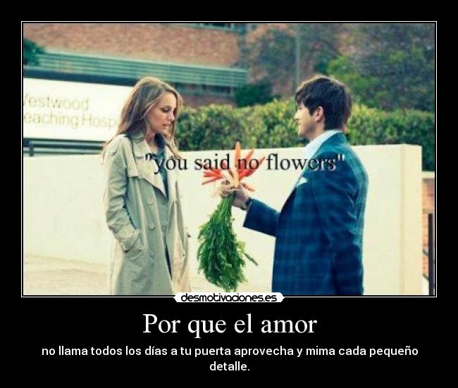 Por que el amor - no llama todos los días a tu puerta aprovecha y mima cada pequeño detalle.