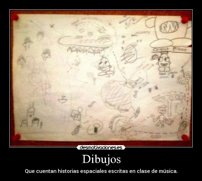 Dibujos - Que cuentan historias espaciales escritas en clase de música.