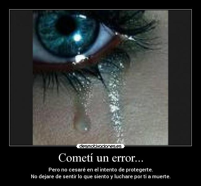 Cometí un error... - Pero no cesaré en el intento de protegerte.
No dejare de sentir lo que siento y luchare por ti a muerte.