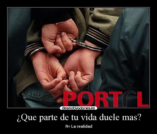 ¿Que parte de tu vida duele mas? - R= La realidad