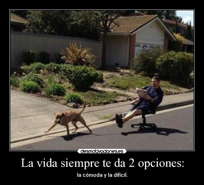 La vida siempre te da 2 opciones: - la cómoda y la difícil.