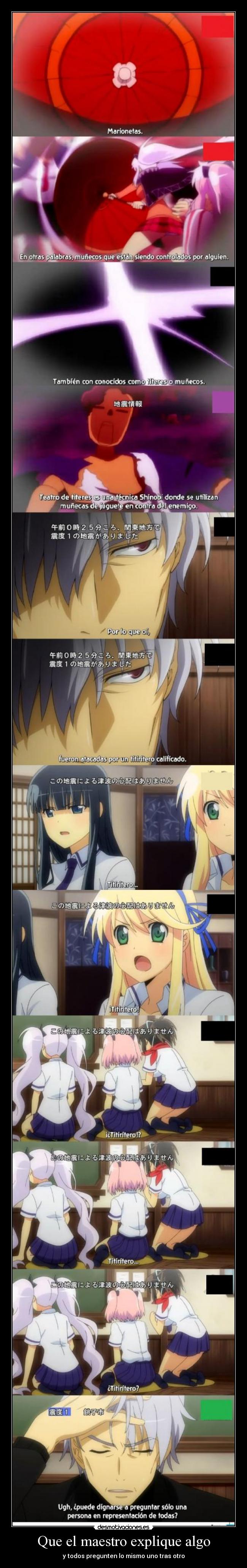 carteles anime shinigamisempai senran kagura que maestro explique algo todos pregunten mismo uno tras desmotivaciones