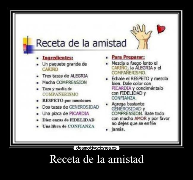 Receta de la amistad -