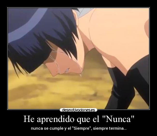 He aprendido que el Nunca - nunca se cumple y el Siempre, siempre termina...