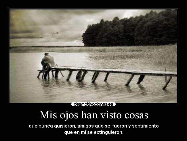 Mis ojos han visto cosas - que nunca quisieron, amigos que se fueron y sentimiento
que en mi se extinguieron.