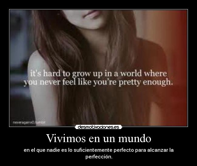 Vivimos en un mundo - en el que nadie es lo suficientemente perfecto para alcanzar la perfección.