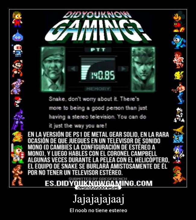 carteles metal gear solid ps1 play playstation snake televisor sonido estereo stereo mono desmotivaciones