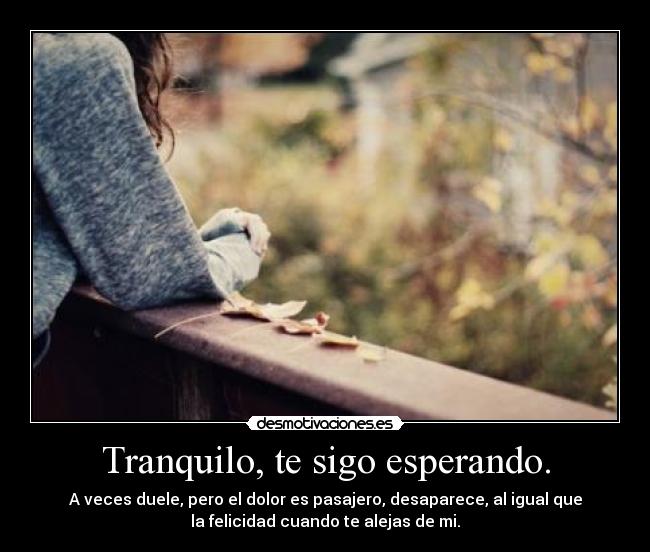 Tranquilo, te sigo esperando. -