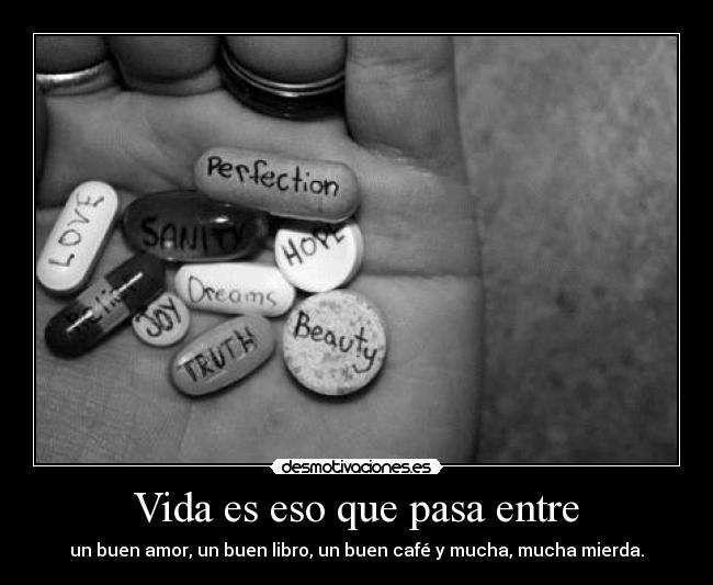 Vida es eso que pasa entre - un buen amor, un buen libro, un buen café y mucha, mucha mierda.