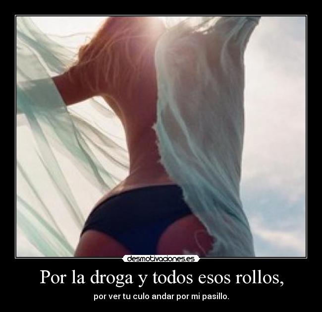 Por la droga y todos esos rollos, - por ver tu culo andar por mi pasillo.