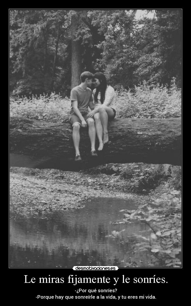 Le miras fijamente y le sonríes. - 