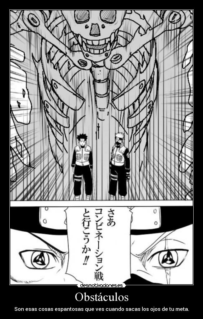 carteles obstaculos kakashi obito naruto shippuden desmotivaciones