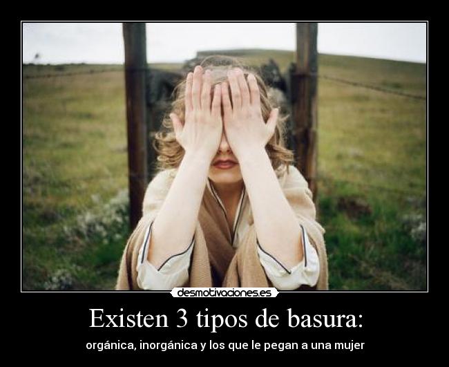 Existen 3 tipos de basura: - orgánica, inorgánica y los que le pegan a una mujer