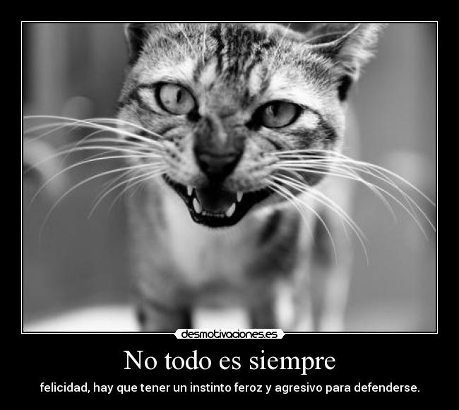 No todo es siempre - felicidad, hay que tener un instinto feroz y agresivo para defenderse.