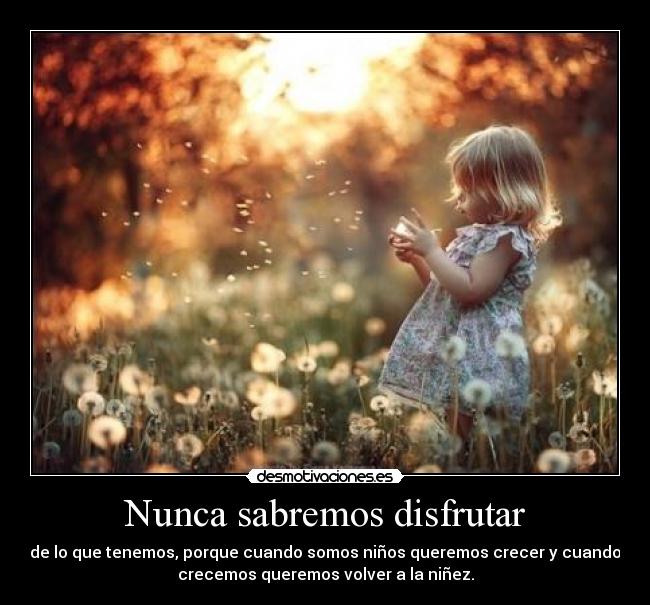 Nunca sabremos disfrutar -