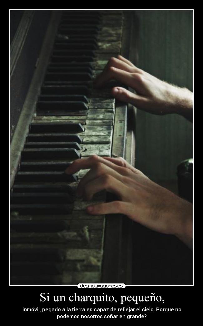 Si un charquito, pequeño, - inmóvil, pegado a la tierra es capaz de reflejar el cielo. Porque no
podemos nosotros soñar en grande?