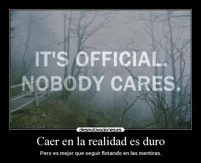 Caer en la realidad es duro - Pero es mejor que seguir flotando en las mentiras.