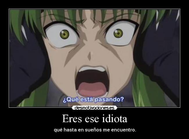 Eres ese idiota - qué hasta en sueños me encuentro.