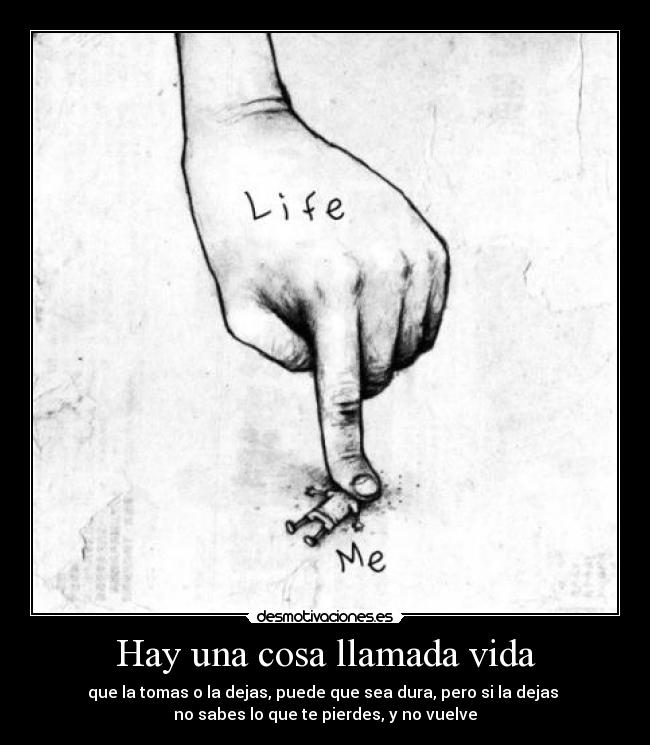 Hay una cosa llamada vida - que la tomas o la dejas, puede que sea dura, pero si la dejas 
no sabes lo que te pierdes, y no vuelve
