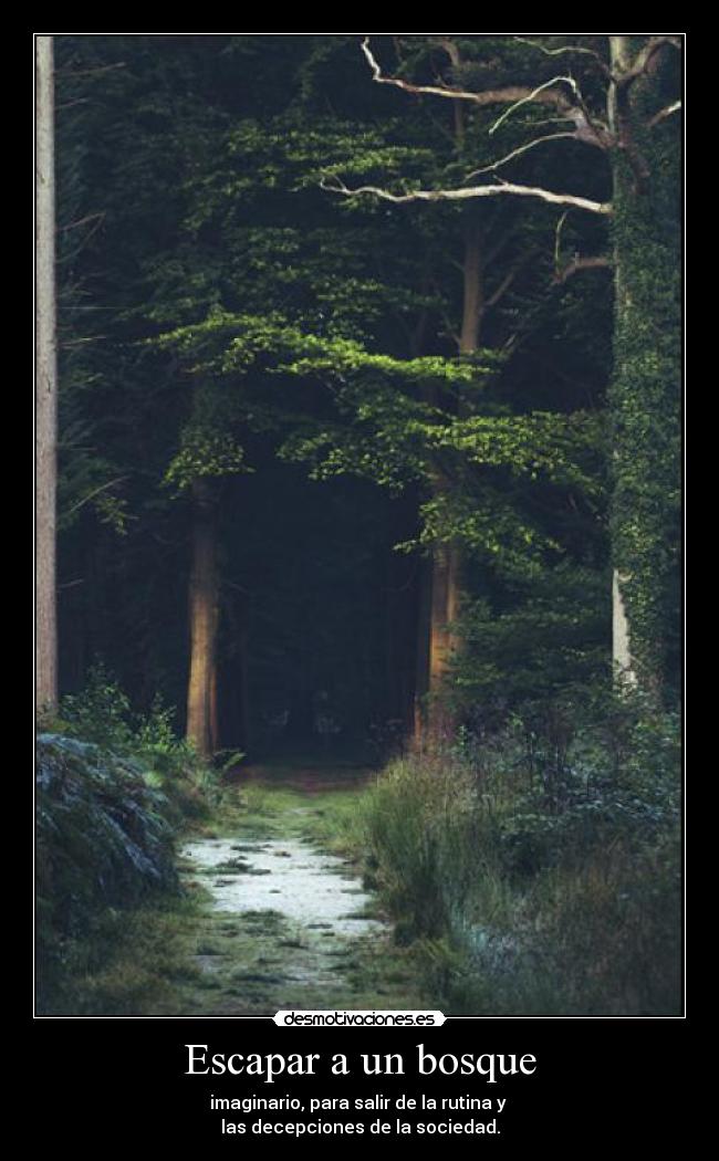 Escapar a un bosque - imaginario, para salir de la rutina y
las decepciones de la sociedad.