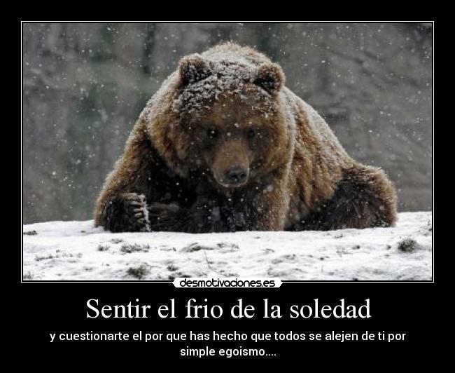 Sentir el frio de la soledad - y cuestionarte el por que has hecho que todos se alejen de ti por simple egoismo....