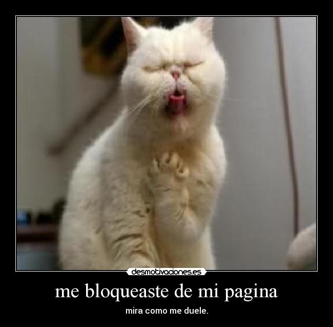 me bloqueaste de mi pagina - mira como me duele.