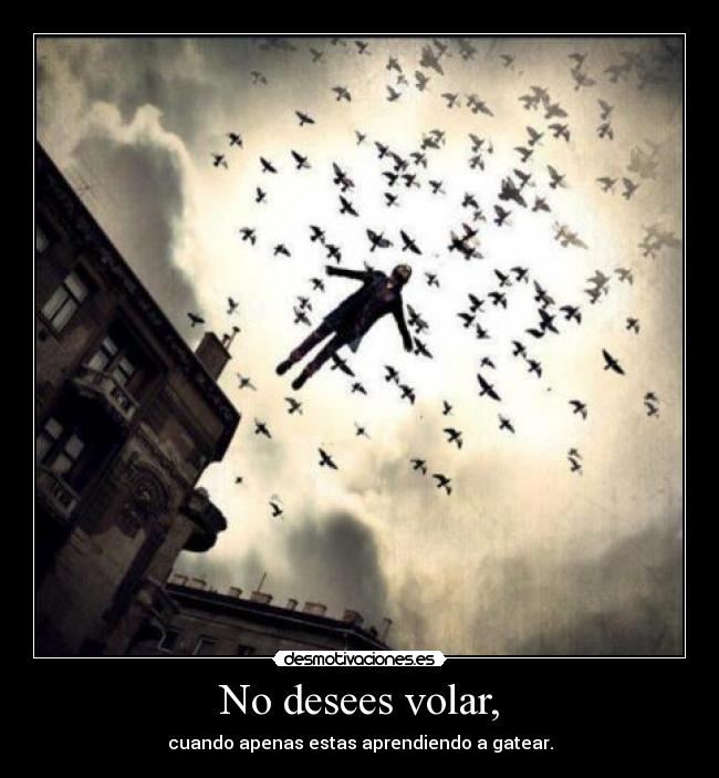 No desees volar, - cuando apenas estas aprendiendo a gatear.