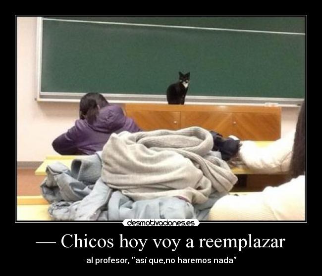 — Chicos hoy voy a reemplazar - al profesor, así que,no haremos nada