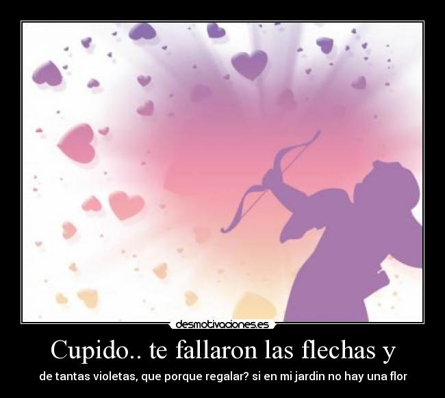 Cupido.. te fallaron las flechas y - de tantas violetas, que porque regalar? si en mi jardin no hay una flor