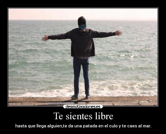 Te sientes libre - hasta que llega alguien,te da una patada en el culo y te caes al mar.