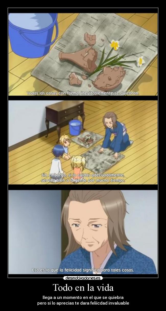 carteles vida anime vida todo quiebra trae felicidad shugo chara desmotivaciones