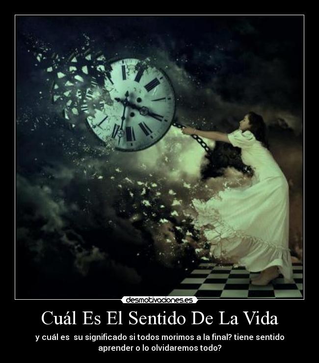 Cuál Es El Sentido De La Vida - y cuál es  su significado si todos morimos a la final? tiene sentido
aprender o lo olvidaremos todo?
