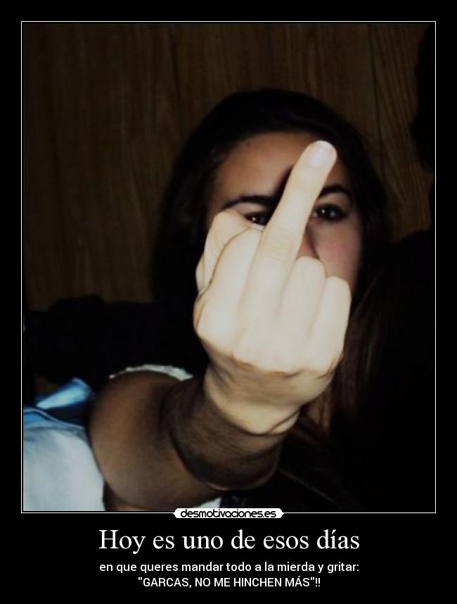 Hoy es uno de esos días - en que queres mandar todo a la mierda y gritar:
GARCAS, NO ME HINCHEN MÁS!!