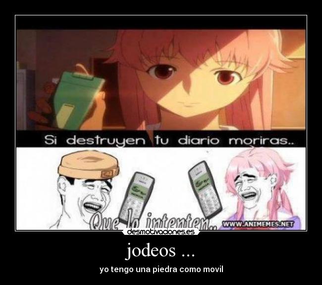 carteles mirai nikki piedra vez movil desmotivaciones