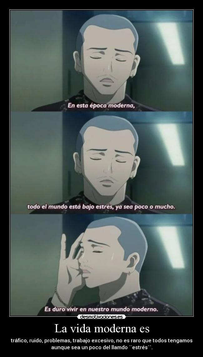 La vida moderna es - tráfico, ruido, problemas, trabajo excesivo, no es raro que todos tengamos
aunque sea un poco del llamdo ``estrés´´.
