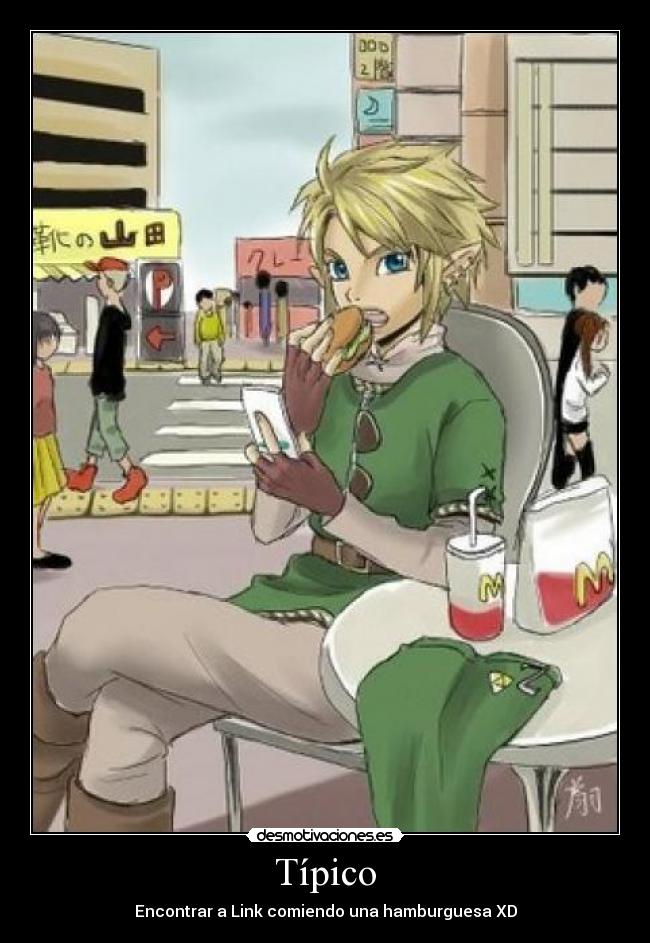 Típico - Encontrar a Link comiendo una hamburguesa XD
